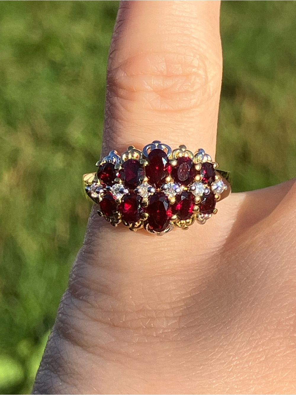 Anthill Garnet Moissanite Sterling Silver Ring Size 5